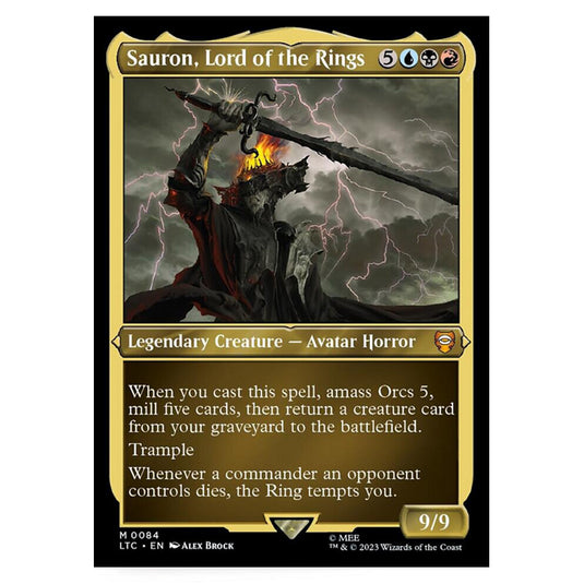 Magic The Gathering - The Lord of the Rings - Tales of Middle-Earth - Commander - Sauron, Lord of the Rings (Etched Foil Card) - 0084