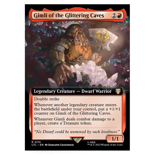 Magic The Gathering - The Lord of the Rings - Tales of Middle-Earth - Commander - Gimli of the Glittering Caves (Extended Art Card) - 0115