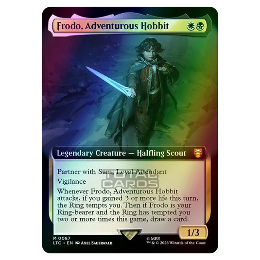 Magic The Gathering - The Lord of the Rings - Tales of Middle-Earth - Commander - Frodo, Adventurous Hobbit (Extended Art Card) - 0087 (Foil)