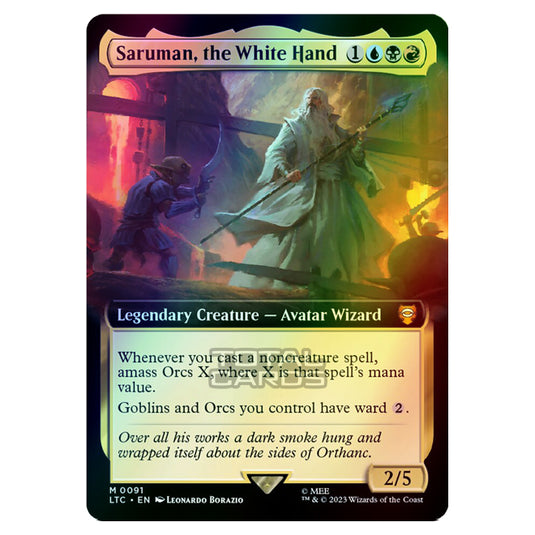 Magic The Gathering - The Lord of the Rings - Tales of Middle-Earth - Commander - Saruman, the White Hand (Extended Art Card) - 0091 (Foil)