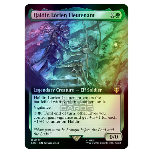Magic The Gathering - The Lord of the Rings - Tales of Middle-Earth - Commander - Haldir, Lórien Lieutenant (Extended Art Card) - 0122 (Foil)