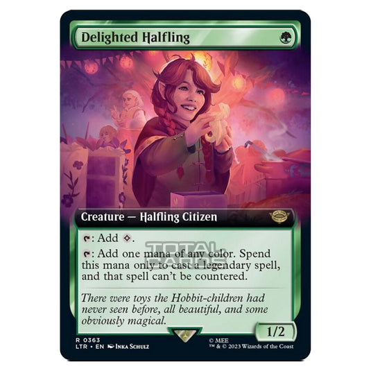 Magic The Gathering - The Lord of the Rings - Tales of Middle-Earth - Delighted Halfling (Extended Art Card) - 0363