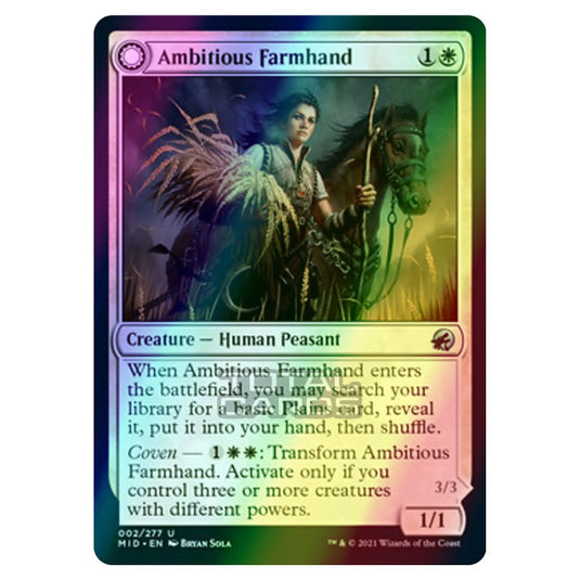 Magic The Gathering - Innistrad - Midnight Hunt - Ambitious Farmhand // Seasoned Cathar - 2/277 (Foil)