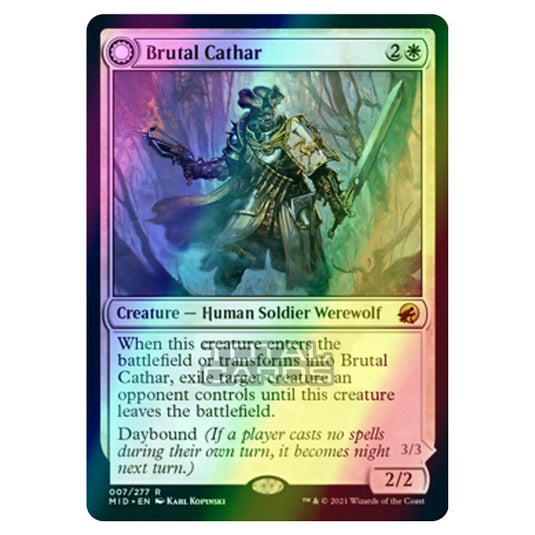 Magic The Gathering - Innistrad - Midnight Hunt - Brutal Cathar // Moonrage Brute - 7/277 (Foil)
