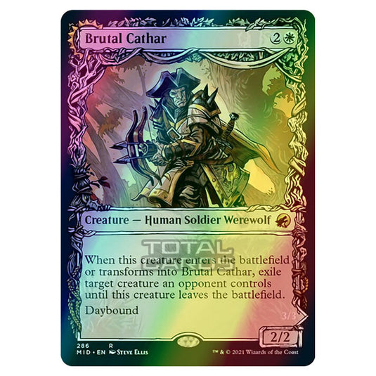 Magic The Gathering - Innistrad - Midnight Hunt - Brutal Cathar // Moonrage Brute - 286/277 (Foil)