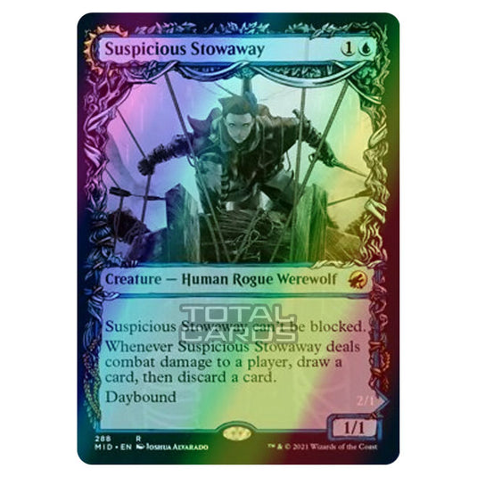 Magic The Gathering - Innistrad - Midnight Hunt - Suspicious Stowaway // Seafaring Werewolf - 288/277 (Foil)