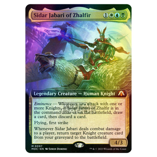 Magic The Gathering - March of the Machine - Commander - Sidar Jabari of Zhalfir (Extended Art Card) - 0097 (Foil)