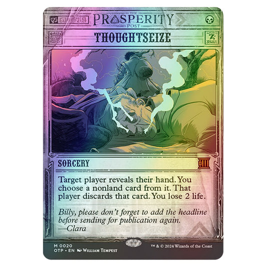 Magic The Gathering - Outlaws of Thunder Junction - Breaking News - Thoughtseize (Prosperity Showcase) - 0020 (Foil)