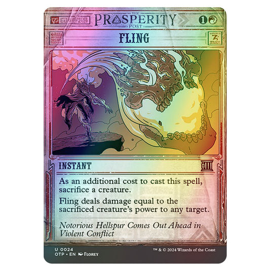 Magic The Gathering - Outlaws of Thunder Junction - Breaking News - Fling (Prosperity Showcase) - 0024 (Foil)