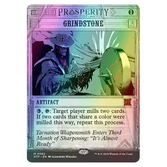 Magic The Gathering - Outlaws of Thunder Junction - Breaking News - Grindstone (Prosperity Showcase) - 0062 (Foil)