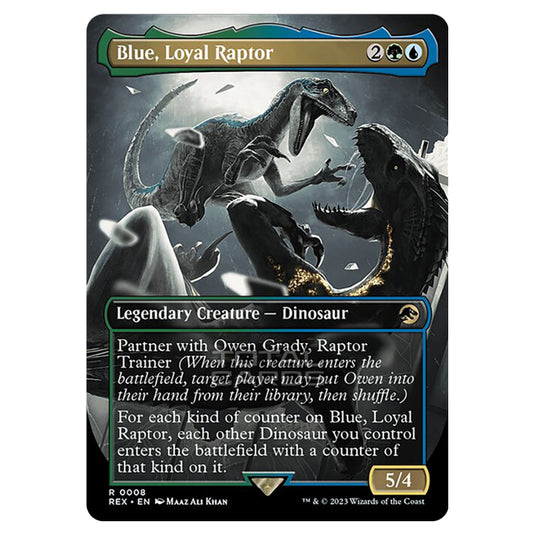Magic The Gathering - The Lost Caverns of Ixalan - Jurassic World Collection - Blue, Loyal Raptor (Borderless Card) - 0008