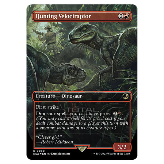 Magic The Gathering - The Lost Caverns of Ixalan - Jurassic World Collection - Hunting Velociraptor (Embossed Foil Card) - 0030