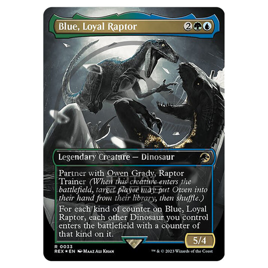 Magic The Gathering - The Lost Caverns of Ixalan - Jurassic World Collection - Blue, Loyal Raptor (Embossed Foil Card) - 0033