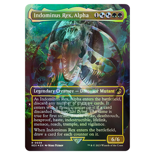 Magic The Gathering - The Lost Caverns of Ixalan - Jurassic World Collection - Indominus Rex, Alpha (Embossed Foil Card) - 0039