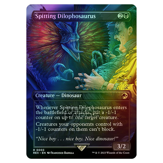 Magic The Gathering - The Lost Caverns of Ixalan - Jurassic World Collection - Spitting Dilophosaurus (Borderless Card) - 0003 (Foil)