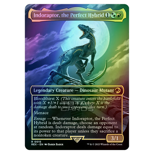Magic The Gathering - The Lost Caverns of Ixalan - Jurassic World Collection - Indoraptor, the Perfect Hybrid (Borderless Card) - 0015 (Foil)