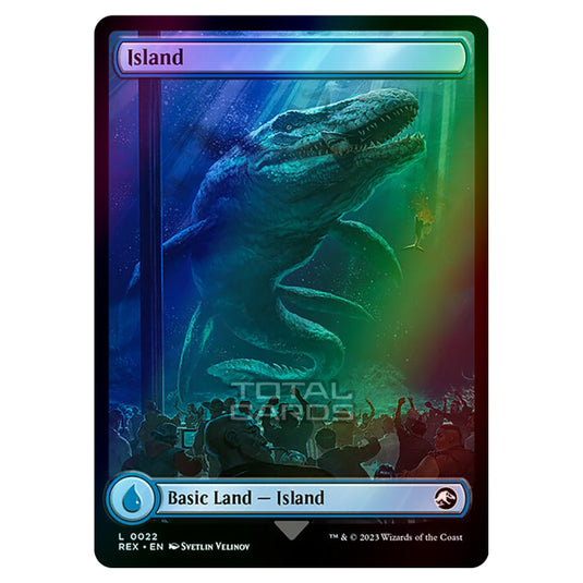 Magic The Gathering - The Lost Caverns of Ixalan - Jurassic World Collection - Island (Reversible Land Card) - 0022 (Foil)