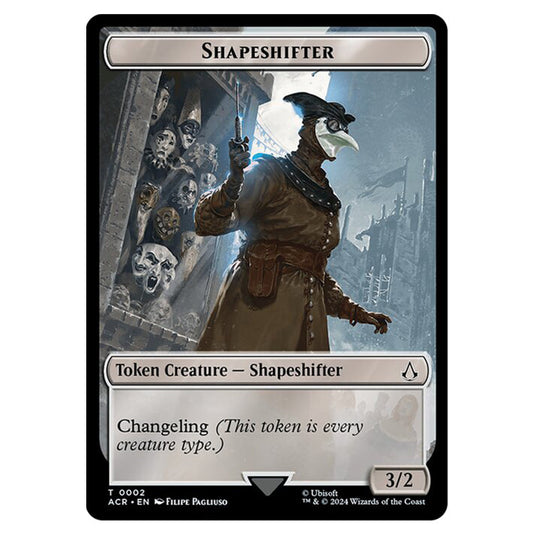 Shapeshifter 0002 card from the Magic The Gathering set Universes Beyond - Assassin's Creed - Tokens