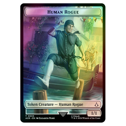 Human Rogue 0003 card from the Magic The Gathering set Universes Beyond - Assassin's Creed - Tokens