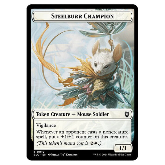 Steelburr Champion 0010 card from the Magic The Gathering set Bloomburrow Commander Tokens