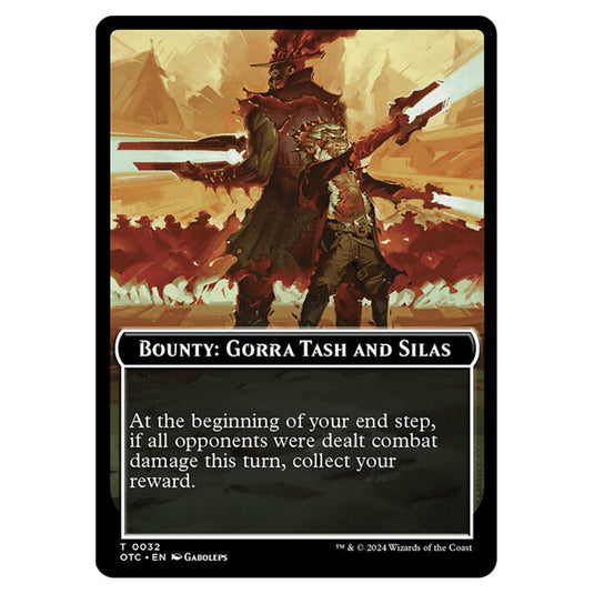 Magic The Gathering - Outlaws of Thunder Junction - Commander Tokens - Bounty - Gorra Tash and Silas // Wanted! - 0032
