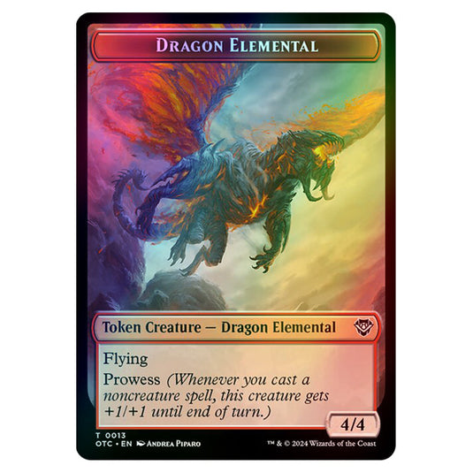 Magic The Gathering - Outlaws of Thunder Junction - Commander Tokens - Dragon Elemental - 0013 (Foil)