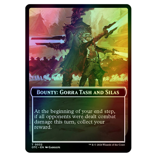 Magic The Gathering - Outlaws of Thunder Junction - Commander Tokens - Bounty - Gorra Tash and Silas // Wanted! - 0032 (Foil)