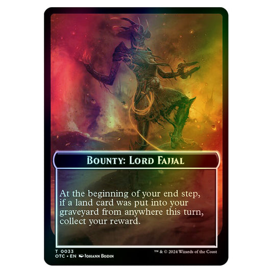 Magic The Gathering - Outlaws of Thunder Junction - Commander Tokens - Bounty - Lord Fajjal // Wanted! - 0033 (Foil)