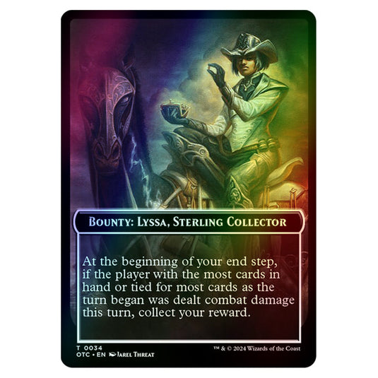 Magic The Gathering - Outlaws of Thunder Junction - Commander Tokens - Bounty - Lyssa, Sterling Collector // Wanted! - 0034 (Foil)