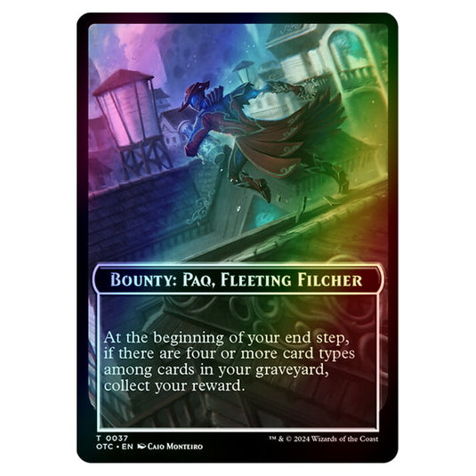 Magic The Gathering - Outlaws of Thunder Junction - Commander Tokens - Bounty - Paq, Fleeting Filcher // Wanted! - 0037 (Foil)
