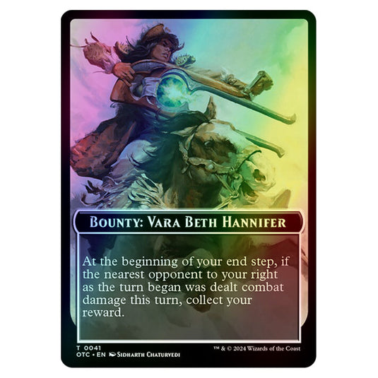 Magic The Gathering - Outlaws of Thunder Junction - Commander Tokens - Bounty - Vara Beth Hannifer // Wanted! - 0041 (Foil)