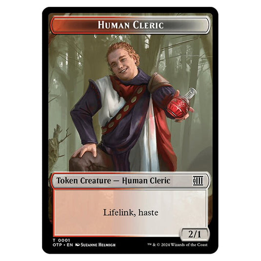 Magic The Gathering - Outlaws of Thunder Junction - Breaking News Tokens - Human Cleric - 0001