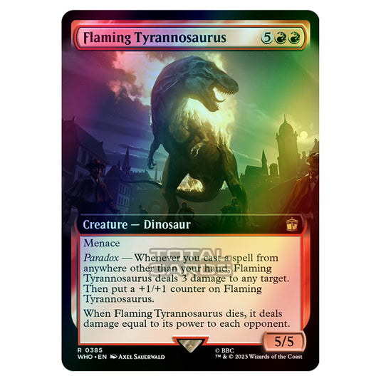 Magic The Gathering - Universes Beyond - Doctor Who - Flaming Tyrannosaurus (Extended Art) - 0385 (Foil)
