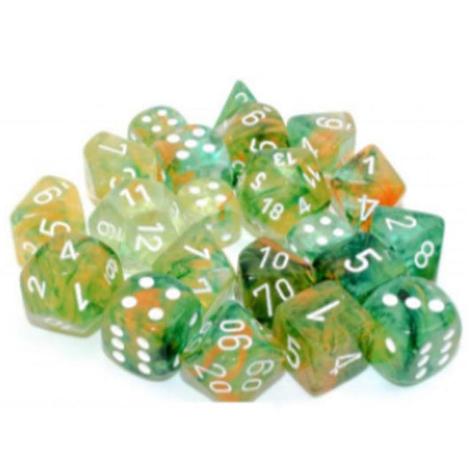 Chessex - Nebula 12mm d6 Spring/White Luminary - Dice Block (36 dice)
