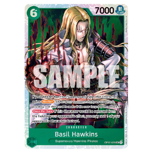 Basil Hawkins OP07-029 card from the One Piece set 500 Years in the Future