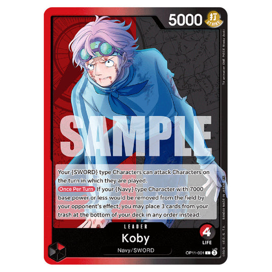 Koby OP11-001 card from the One Piece set A Fist of Divine Speed