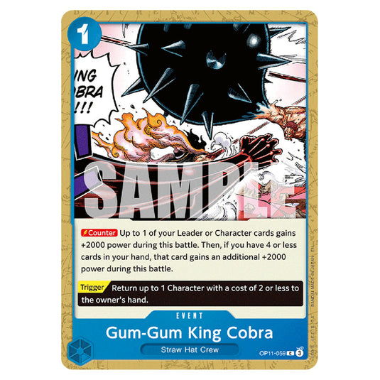 Gum-Gum King Cobra OP11-059 card from the One Piece set A Fist of Divine Speed