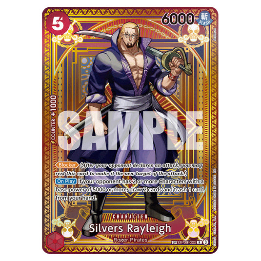 Silvers Rayleigh OP09-005 card from the One Piece set A Fist of Divine Speed