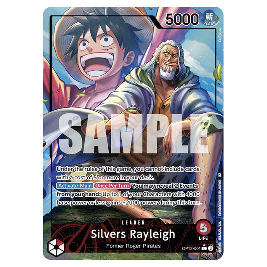 Silvers Rayleigh OP12-001a card from the One Piece set Legacy of the Master
