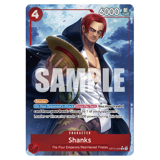 Shanks OP12-008a card from the One Piece set Legacy of the Master