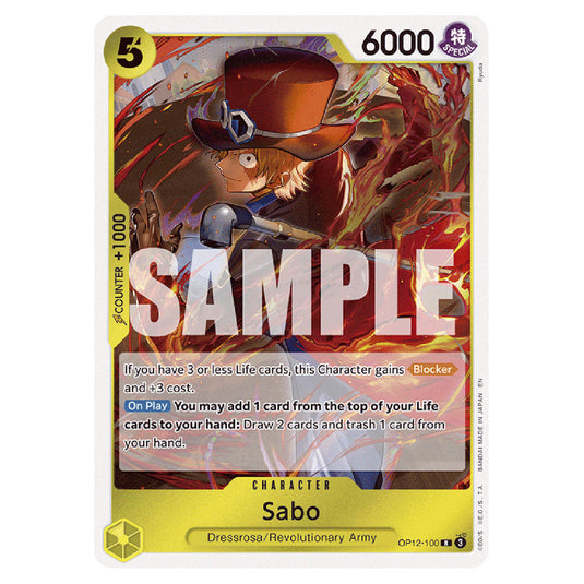 Sabo OP12-100 card from the One Piece set Legacy of the Master