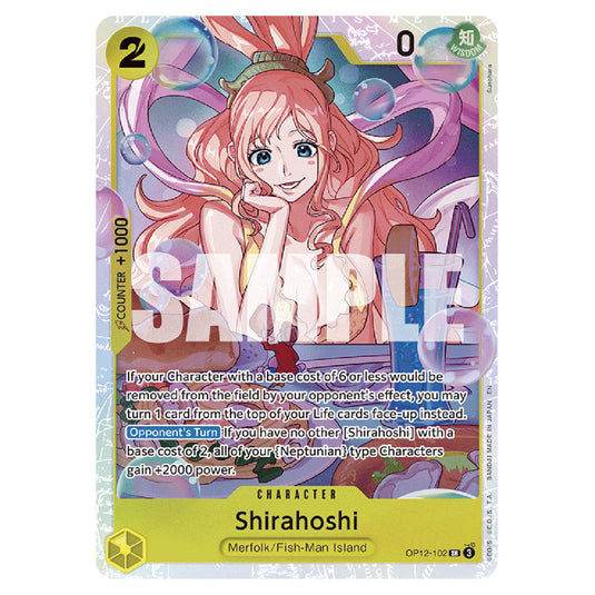 Shirahoshi OP12-102 card from the One Piece set Legacy of the Master