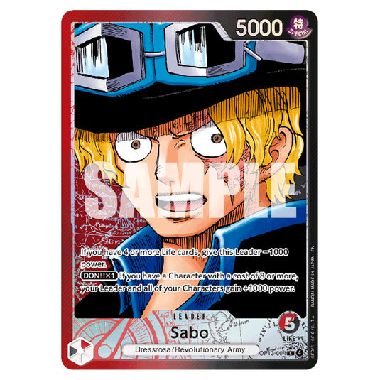 Sabo OP13-004a card from the One Piece set Carrying on his Will