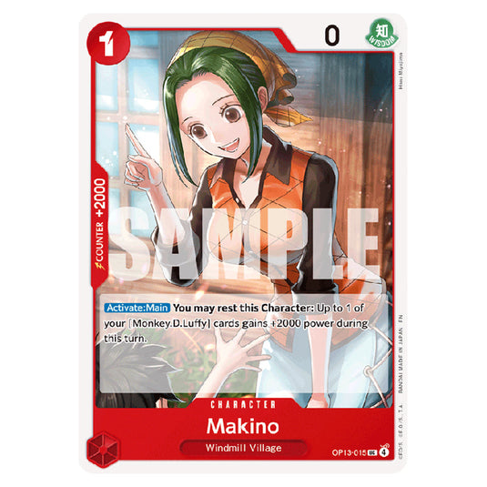 Makino OP13-015 card from the One Piece set Carrying on his Will