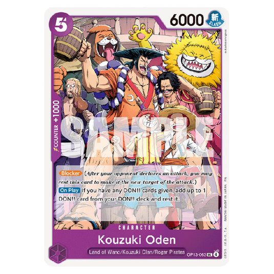Kouzuki Oden OP13-063 card from the One Piece set Carrying on his Will