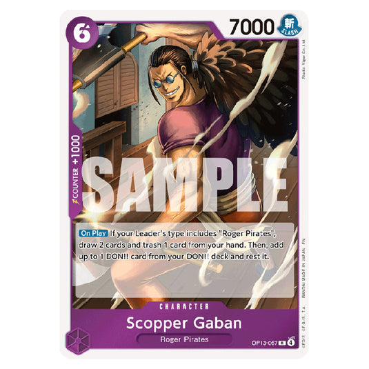 Scopper Gaban OP13-067 card from the One Piece set Carrying on his Will