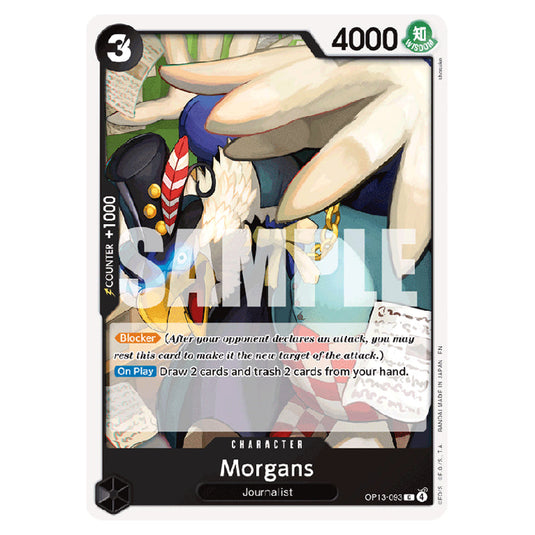 Morgans OP13-093 card from the One Piece set Carrying on his Will