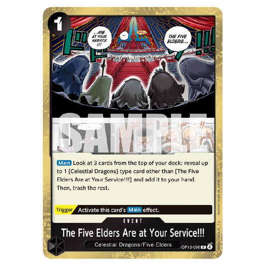 The Five Elders Are at Your Service!!! OP13-096 card from the One Piece set Carrying on his Will
