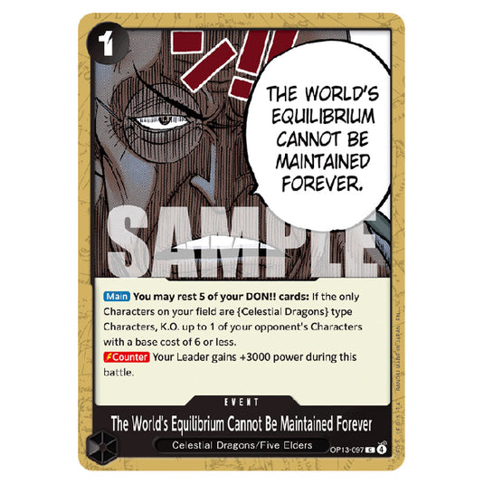 The World's Equilibrium Cannot Be Maintained Forever OP13-097 card from the One Piece set Carrying on his Will