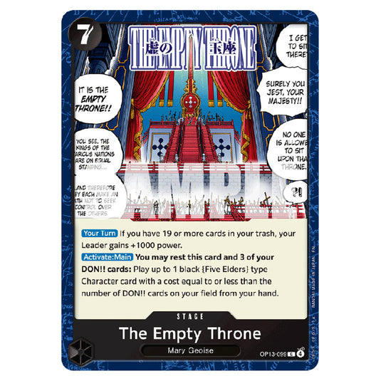 The Empty Throne OP13-099 card from the One Piece set Carrying on his Will